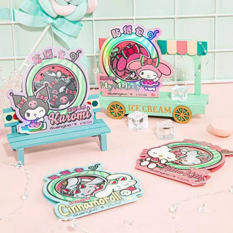 24pack/lot Sanrio Kuromi Melody Cinnamoroll Kitty Sticker Cute Scrapbook DIY Diary Decorative Sealing Sticker Album Stick Label