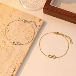 New Fashion Shinny Zircon Infinity Bracelet for Women Stainless Steel Bracelet Non Tarnish Waterproof Jewelry