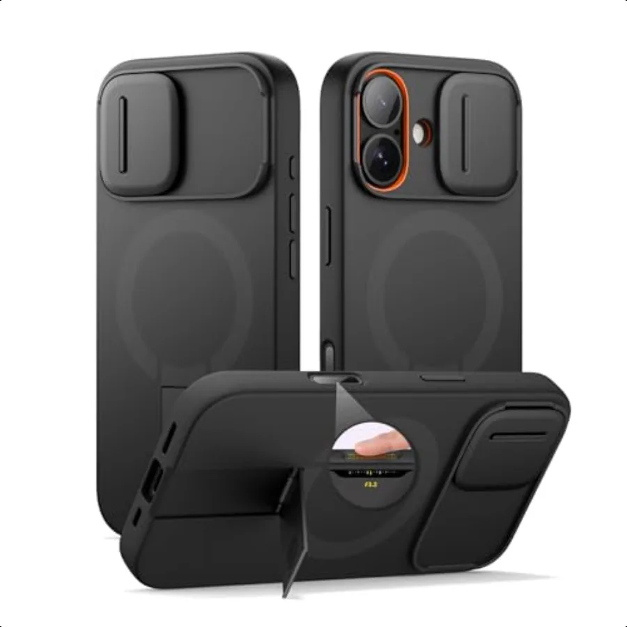 

SURITCH for iPhone 17 Case with Camera Control Cover Camera Slide Cover and Adjustable Kickstand Compatible with MagSafe Shockp