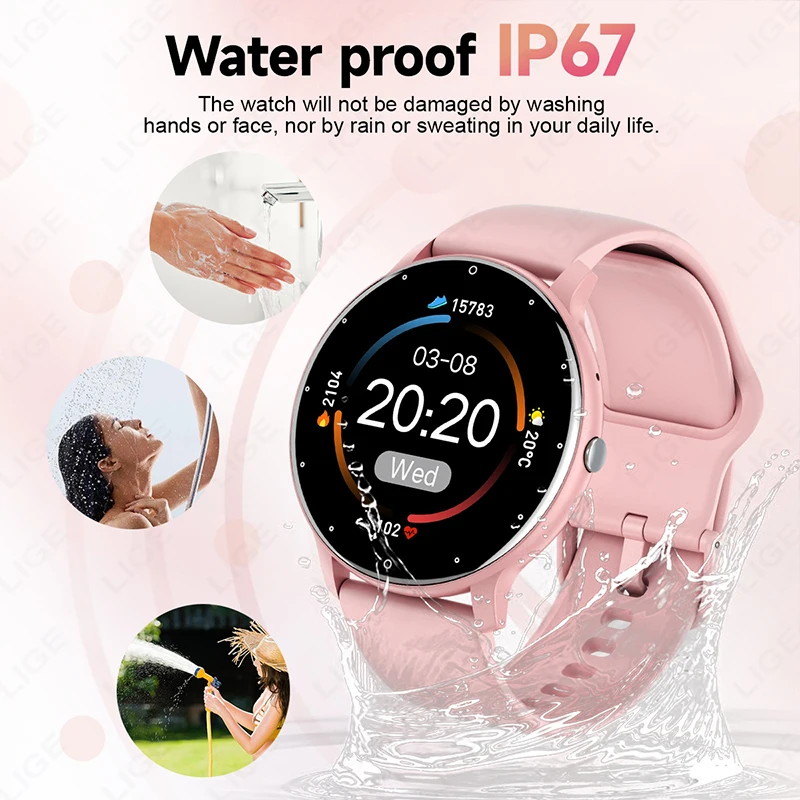 LIGE 2024 New Track Smart Watch Men Women Always Display Body Temperature Clock BT Call Smartwatch Lady Smart Band For Xiaomi