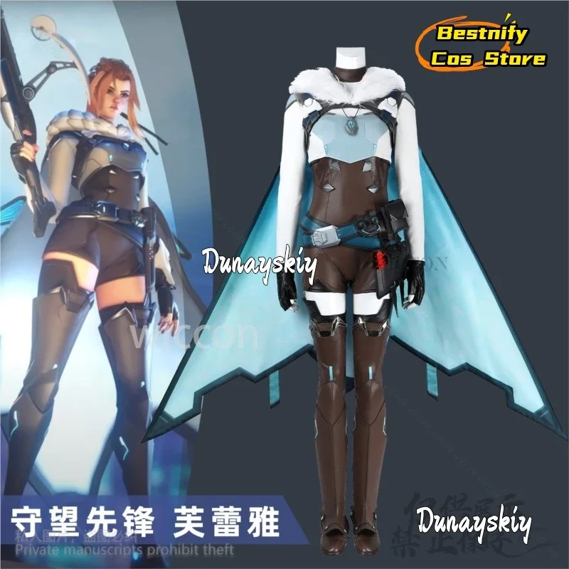 CosplayAnime 게임 OWW 코스프레 프레야 의상 펑크 망토 Pu 유니폼 목걸이 가방 가발 할로윈 파티 Cos Jirai Kei Girls Outfit-코