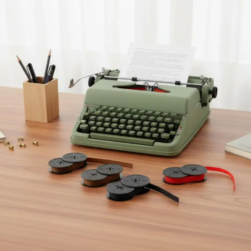 1Set Typewriter Ink Ribbon Portable Typewriter Ribbons Nylon Calculator Ribbon Replacement Typewriter Accessories Black
