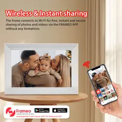 10.1inch White Cloud Photo album WIFI Digital Frame Frameo APP with Internal 32G Memory 1280x800 IPS Screen