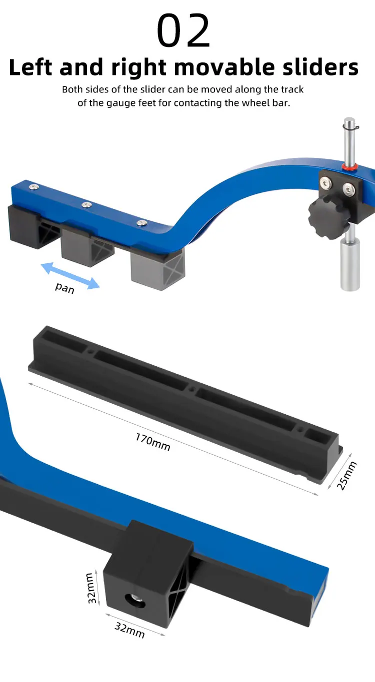 TOOPRE Radnaben-Messgerät für 12 bis 29 Zoll Laufradsätze, Werkzeug zur Positionierung der Fahrradfelgenmitte und zur Korrektur des Laufradbiegens – Detail 5