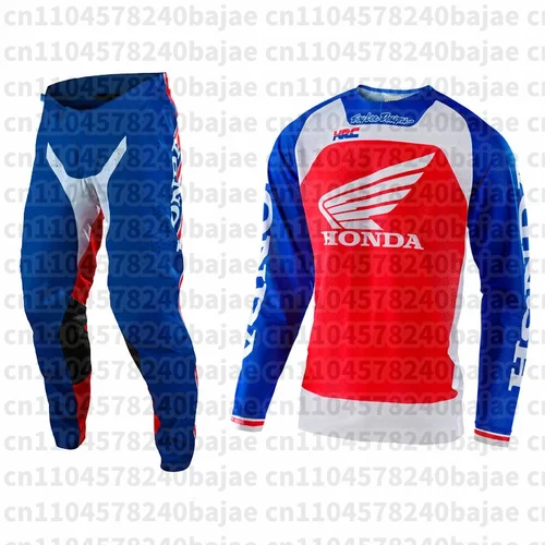 Imagen 1 del producto Ropa de motocicleta todoterreno Honda 2025, Jersey de Motocross, conjunto de pantalones y mangas largas, conjunto de equipo MX, traje de moto de cross ATV transpirable