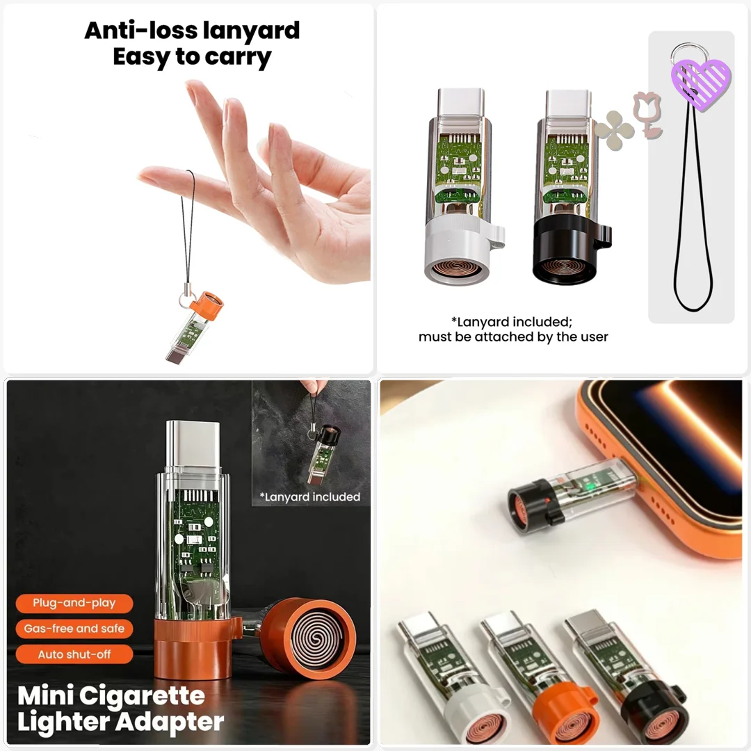 Windproof USB C Cigarette Lighter Adapter Mini Portable Type C High Altitude Camping Wind Resistant Fire Ignite