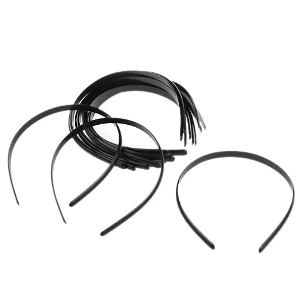 

12Pcs Plain No Teeth Plastic Hair Bands Headbands for Women Girls 10mm Wide ABS Resin Black DIY Hair Accessories