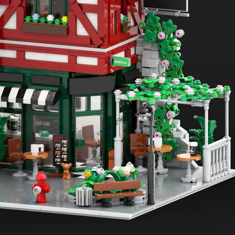 6728PCS City Hot Selling Street View Comic Store Ice Cream Shop Coffee Timbered House model creative ideas Assembly Puzzle Gift