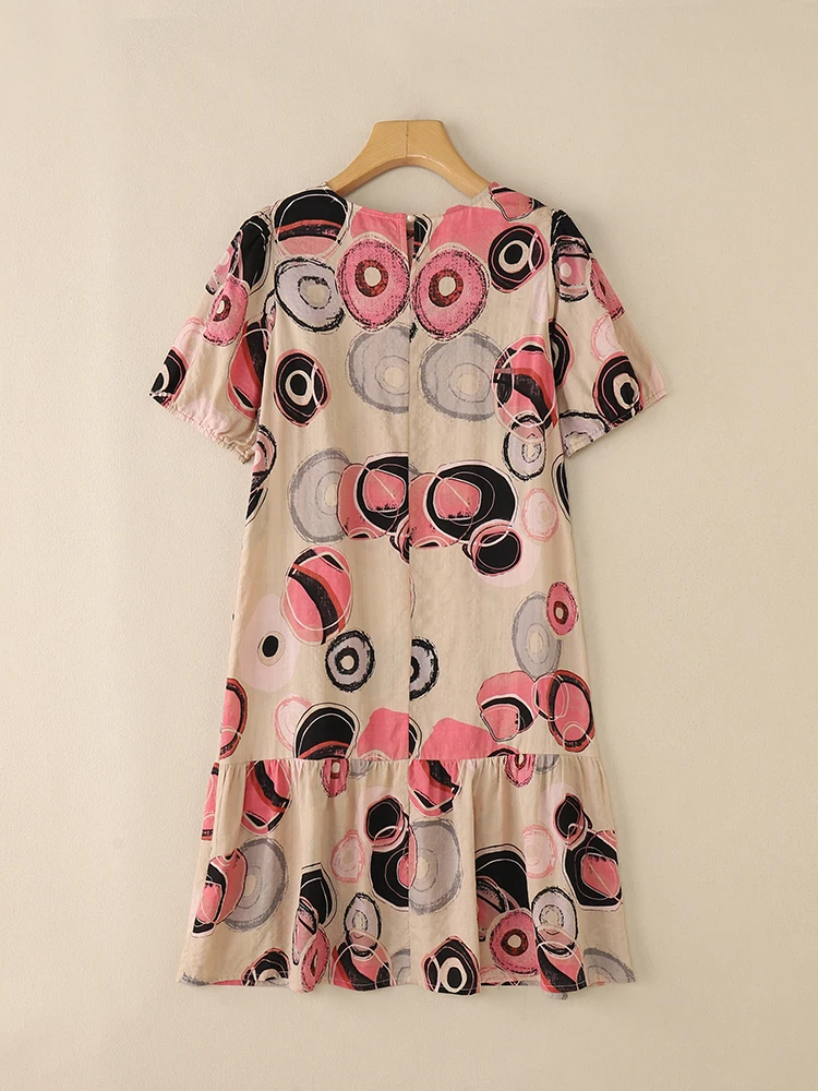 2025ZANZEA Zomer Zonnejurk Bohemian Gedrukt Vakantie Jurk Vrouwen Vintage O Hals Korte Mouw Strand Vestidos Kaftan Gewaad Femme