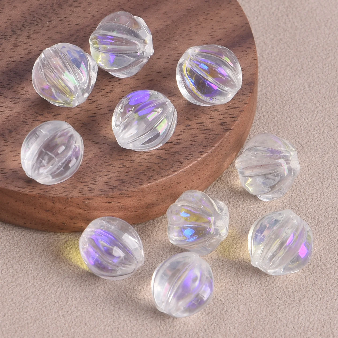 10 szt. Okrągłe koraliki dystansowe z kryształowego szkła lampwork w kształcie dyni, 10 mm, do wyrobu biżuterii, rękodzieła DIY, elementy do wyrobu ozdób. — zdjęcie 5