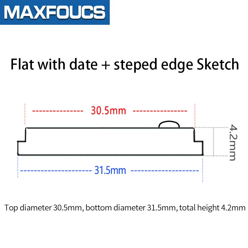 Sapphire Crystal Flat 31.5x30.5x4.2mm With Date + Steped Edge Replace Parts For Seiko Brand Skx007 009 New Srpd