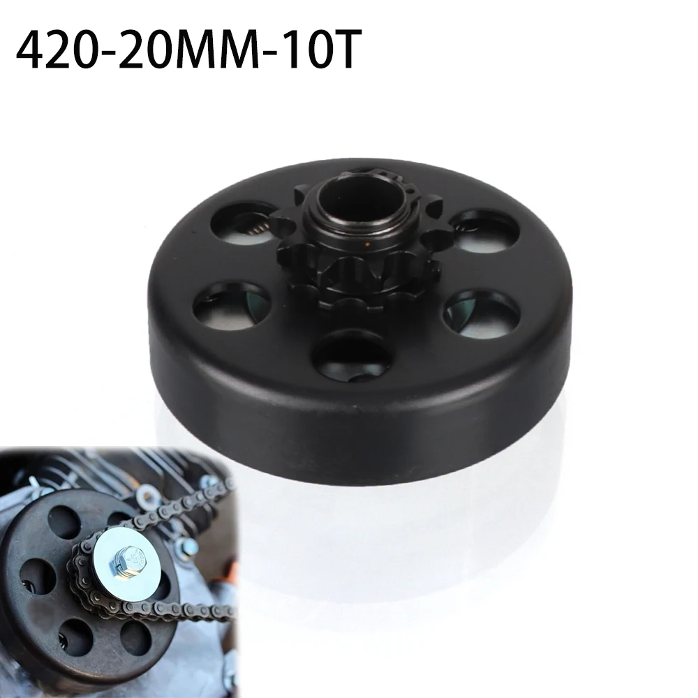 

Karting Centrifugal Clutch 20mm Bore 10T for 420 Chain Flat Axle 210cc 168F/170F Engine 10 Teeth 20mm 420 Chain Go Kart Clutch