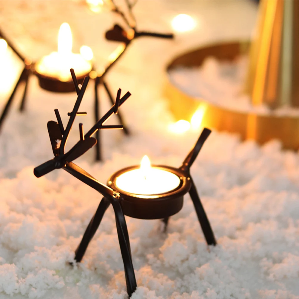 

4pcs Deer Holders Iron Tealight Stands Christmas Decor Metal Home Decorations Reusable Holiday Figurines Gift For Wedding