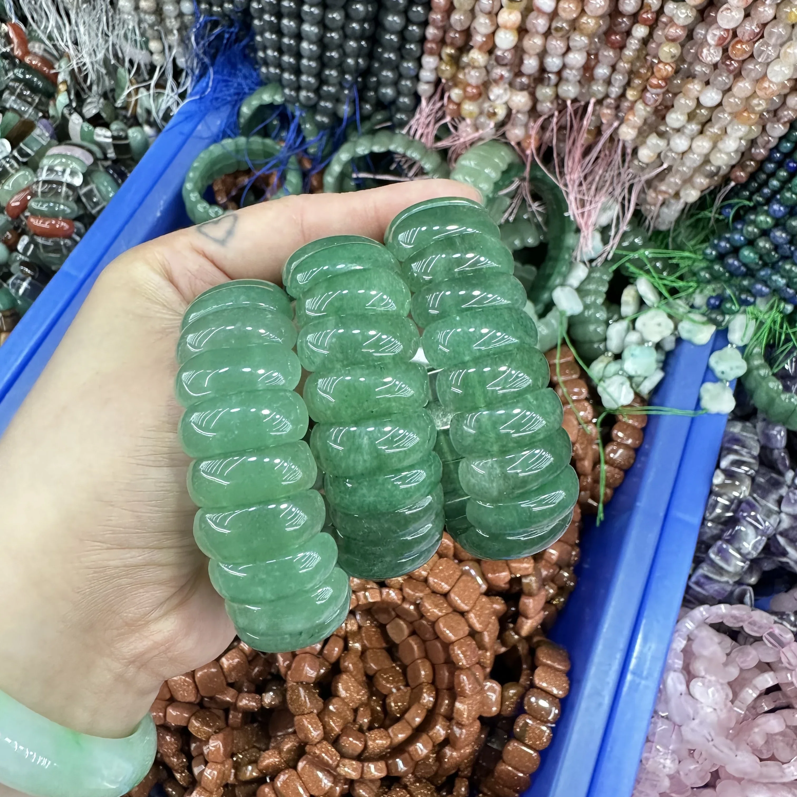 

Модель зеленого авантюрина премиум-класса, браслет-нитка - 8*21 мм, ювелирные изделия с геометрическим рисунком, унисекс, драгоценный камень, подарок, оптовая продажа, оптом