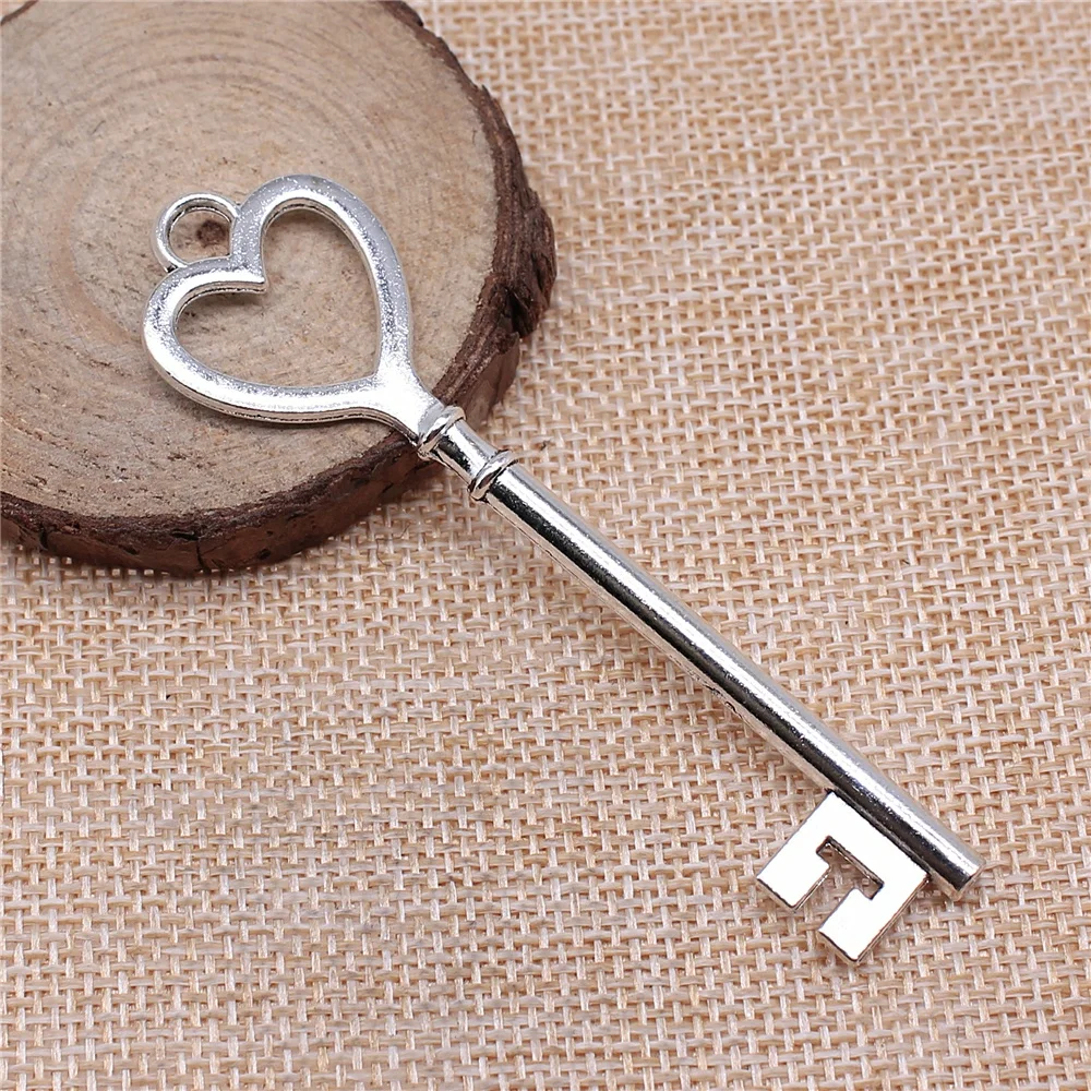 

Wholesale 30pcs/bag Jewelry Making Handmade Craft Charm Antique Bronze Color 82mm Big Heart Key Pendant