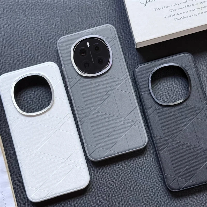 

Case For Honor Magic 7 Pro Case Luxury Leather Soft Silicone Striped Grid Back Cover For Magic7 Pro 5G Stylish Shell Bumper