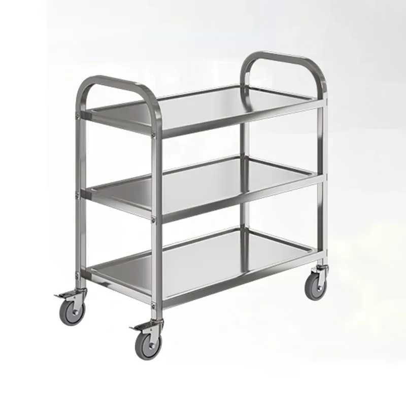 Restaurant Trolley Commercial Catering Equipment Stainless Steel 2 layers Food Service Trolley For Buffet Equipment