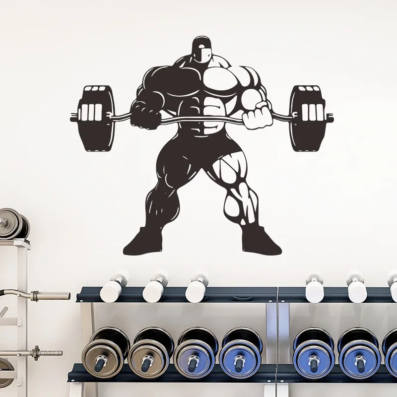 Fitness Muscular Man Wall Sticker For Gym Background Decoration Wallpaper Living Room Bedroom Decor Self-adhesive Sports Mural