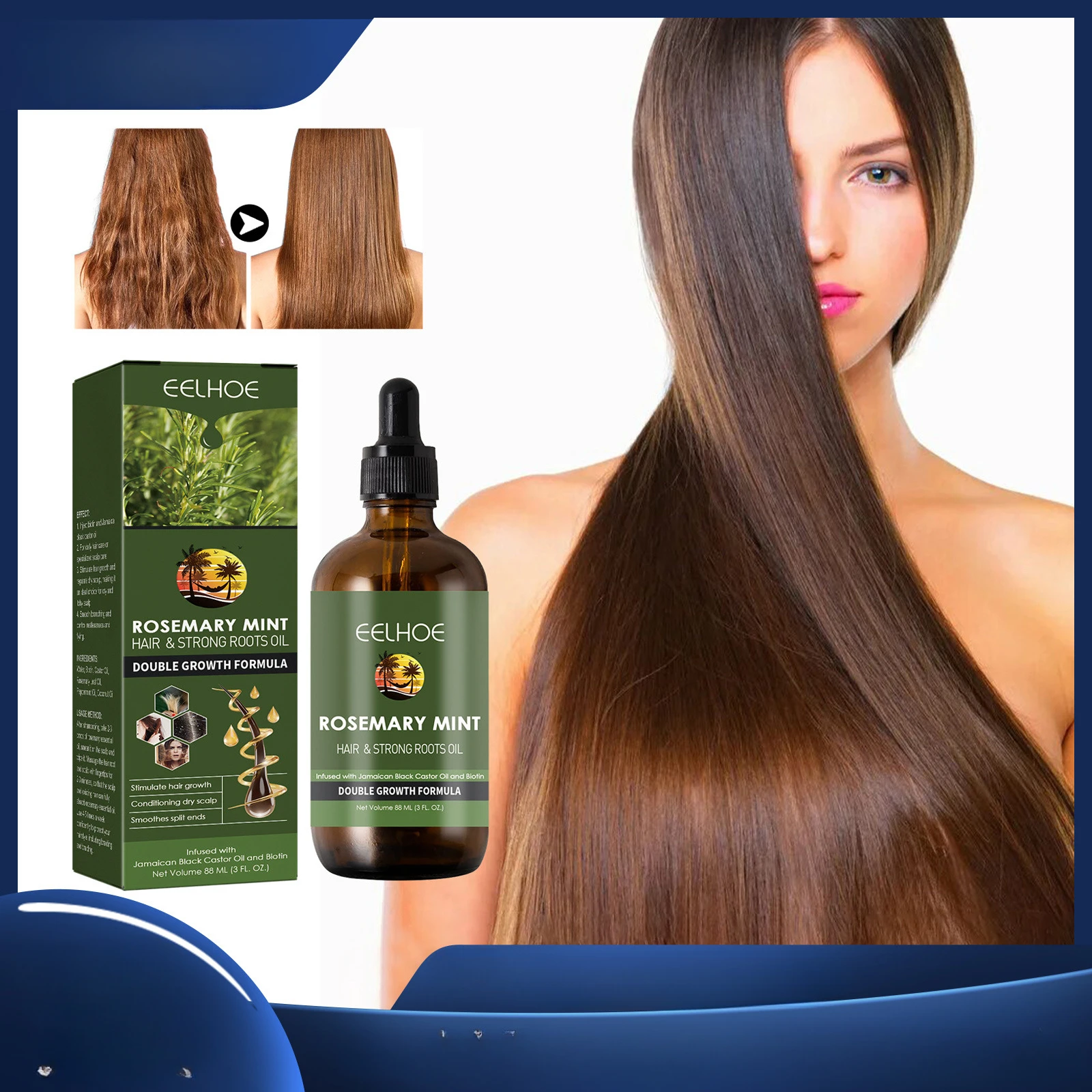 

100% Natural Castor Oil for Rapid Hairs Growth and Repair, Prevent Hair Loss in Men and Women Hair Oil for Fast Hair Growth