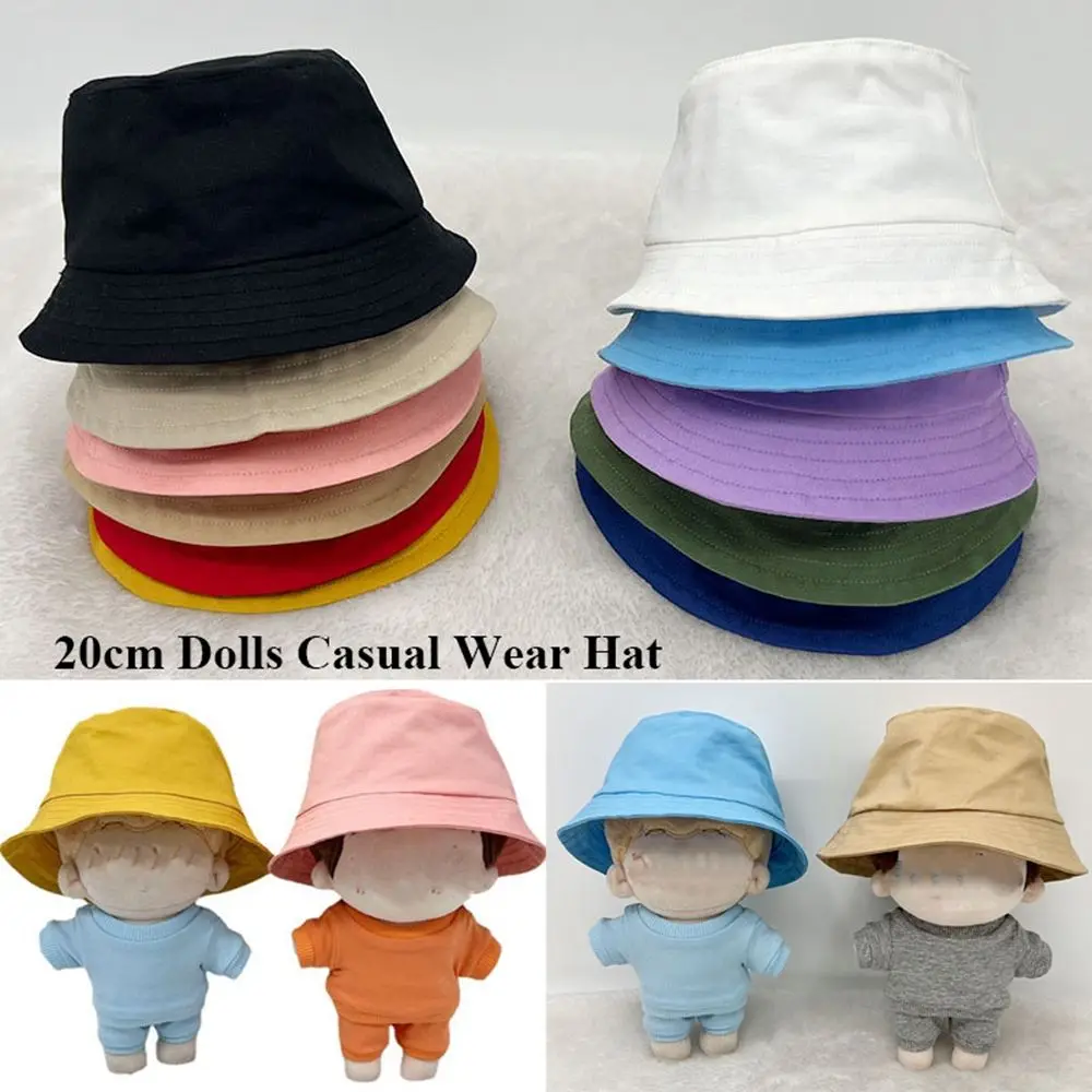 Fashion Caps for 20cm Dolls Hat Candy Color Cute Animal Casual Hat Plush Doll Head Doll Baseball Cap Doll Straw Hat Accessories