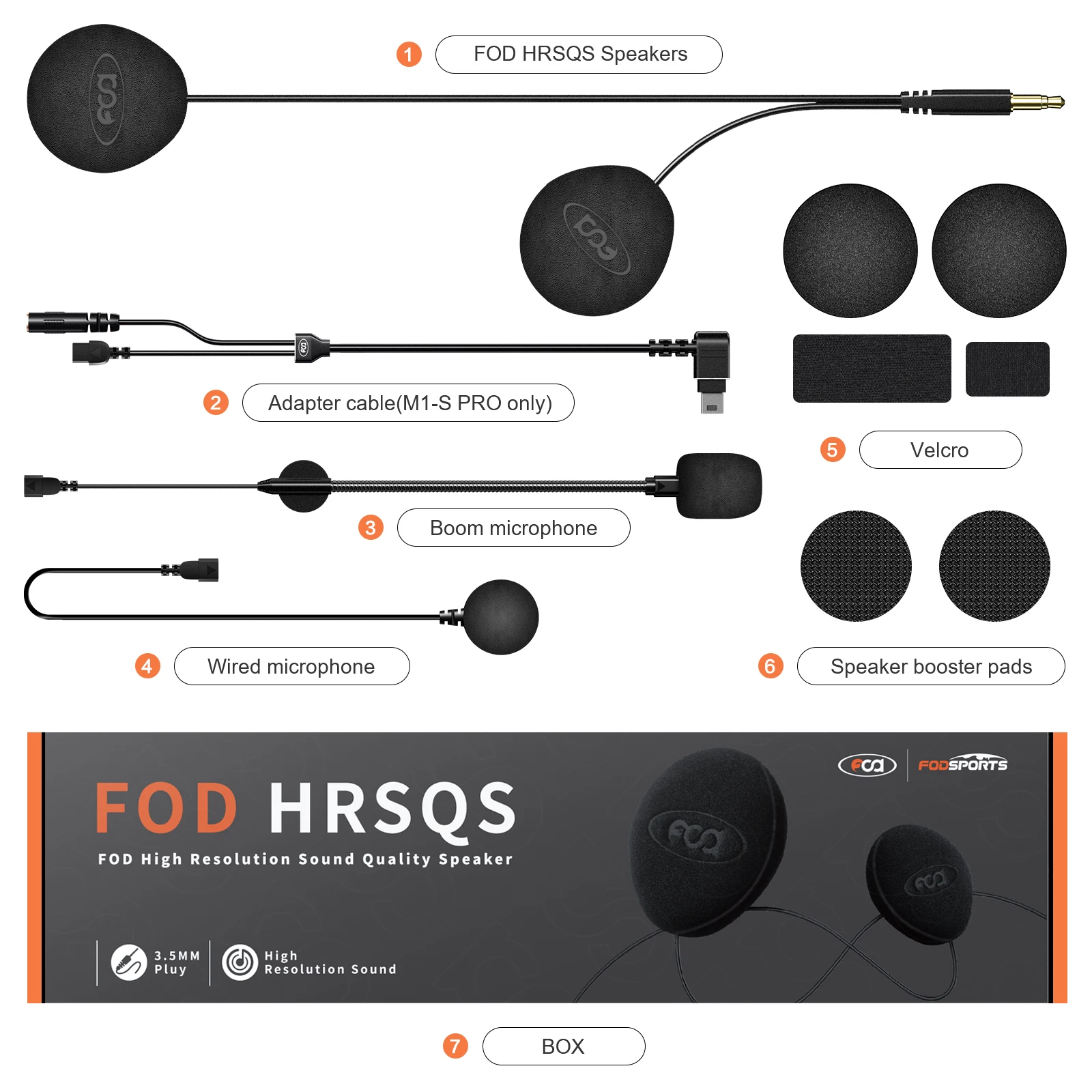 Fodsports HRSQS Speaker Helmet Headset High Stereo Sound Quality Earphone for M1-S Pro Intercom，40mm Diameter 3.5mm Jack image 3