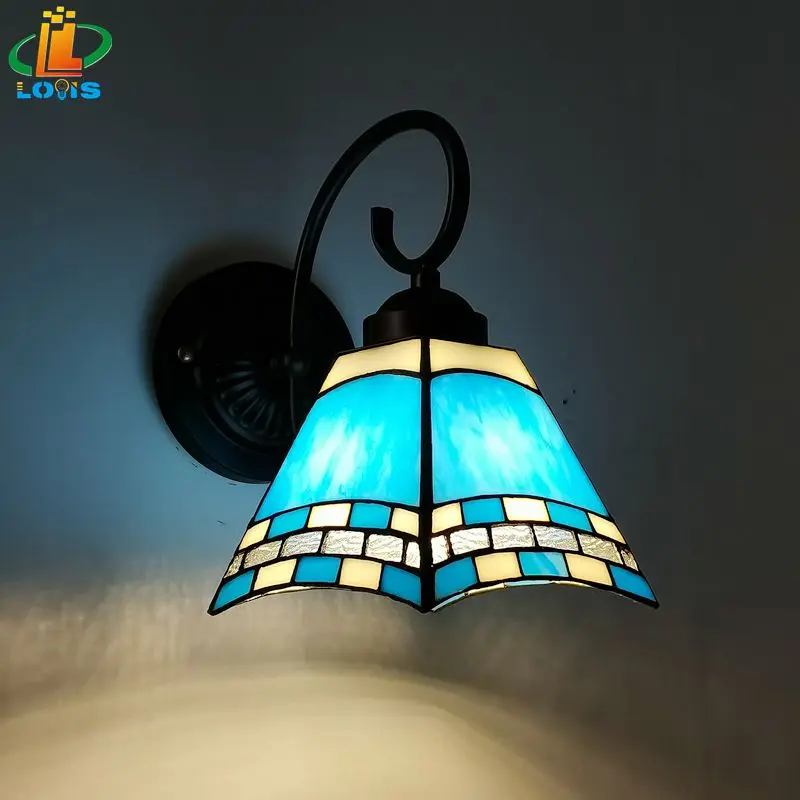 New Square Minimalist Glass Wall Lamp Tiffany Style Bathroom Mirror, Balcony, Staircase, Background Wall Lighting Decoration