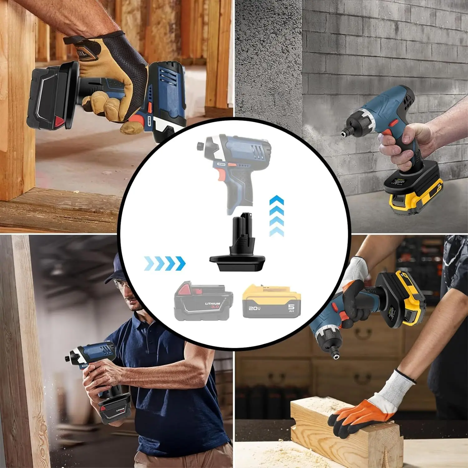 

Адаптер для аккумуляторов DM20BS12: преобразователь для аккумуляторов Dewalt 20V и Milwaukee 18V в Bosch 12V GBA для беспроводных электроинструментов