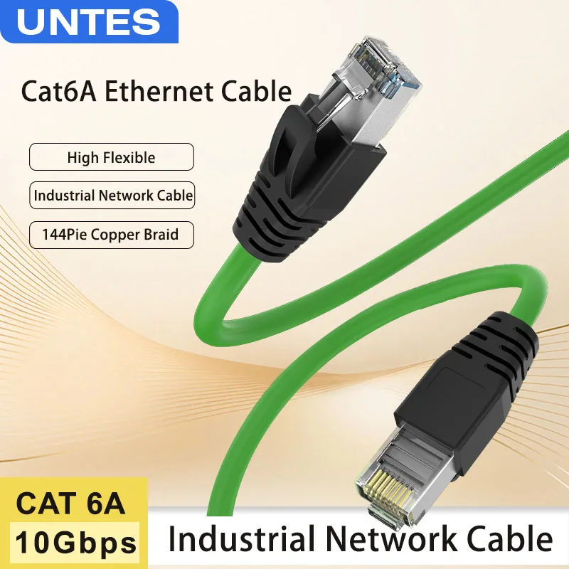 

UNTES Flexible Cat6A Ethernet Cable 10Gbps SFTP Cat 6A Patch Cord for ADSL PLC Servo Motor Ethernet Swicth PC RJ45 Network Wire