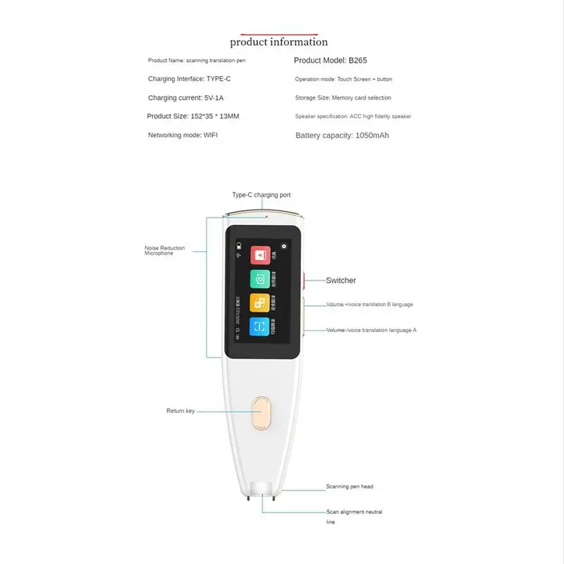 Lovely！ 112 Languages Translation Pen Portable Scan Translation Pen Instant Text Scanning Reading Translator Device Reading Pen