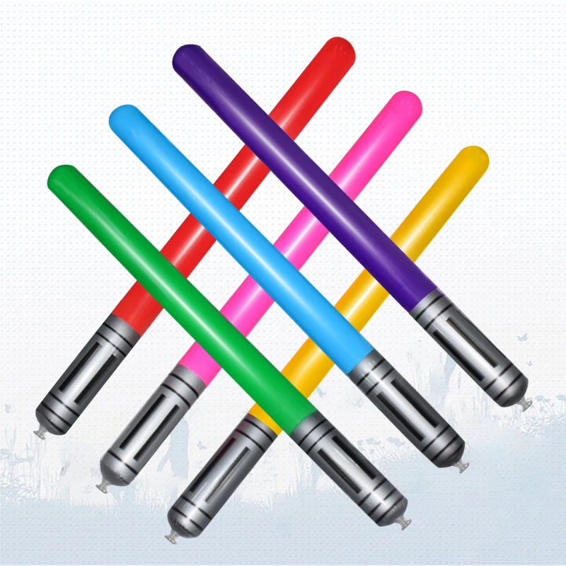 Conjunto de espada inflável colorida, 6/12 peças, balões, vara para festa temática, adereços de jogo cosplay