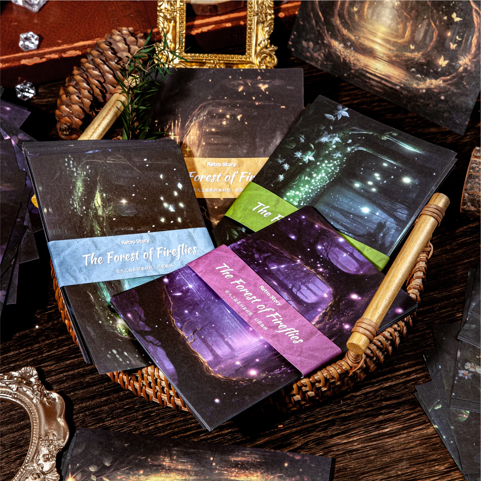 

30pcs/Pack Retro Material Paper DIY Decorative Scrapbook Base Paper Firefly Forest Series Dreamscape Handbook Collage Paper