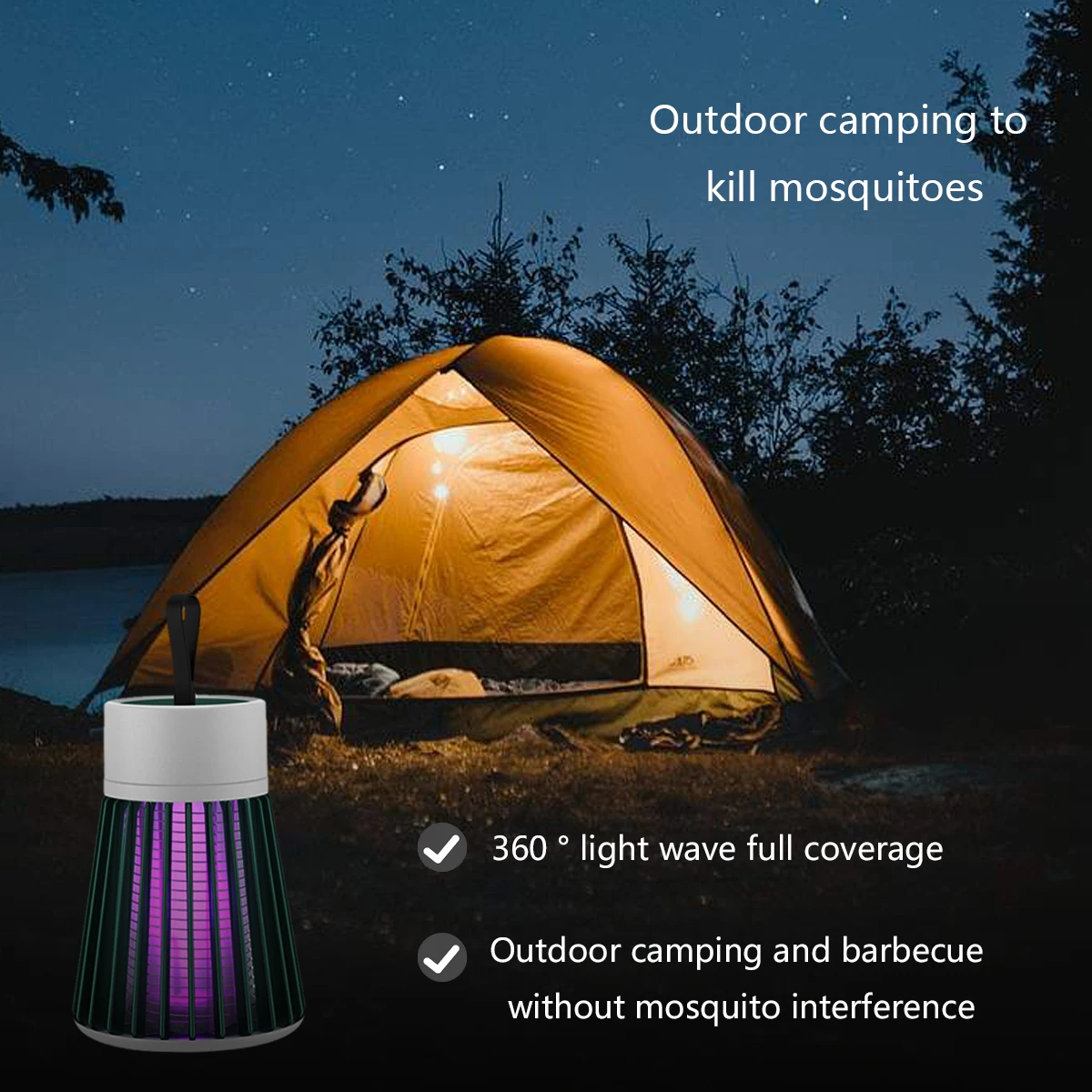 Rechargeable Electric Shock Mosquito Killing Lamp USB Portable Mute Mosquito Ultraviolet Lamp Household Insect Trap Effective