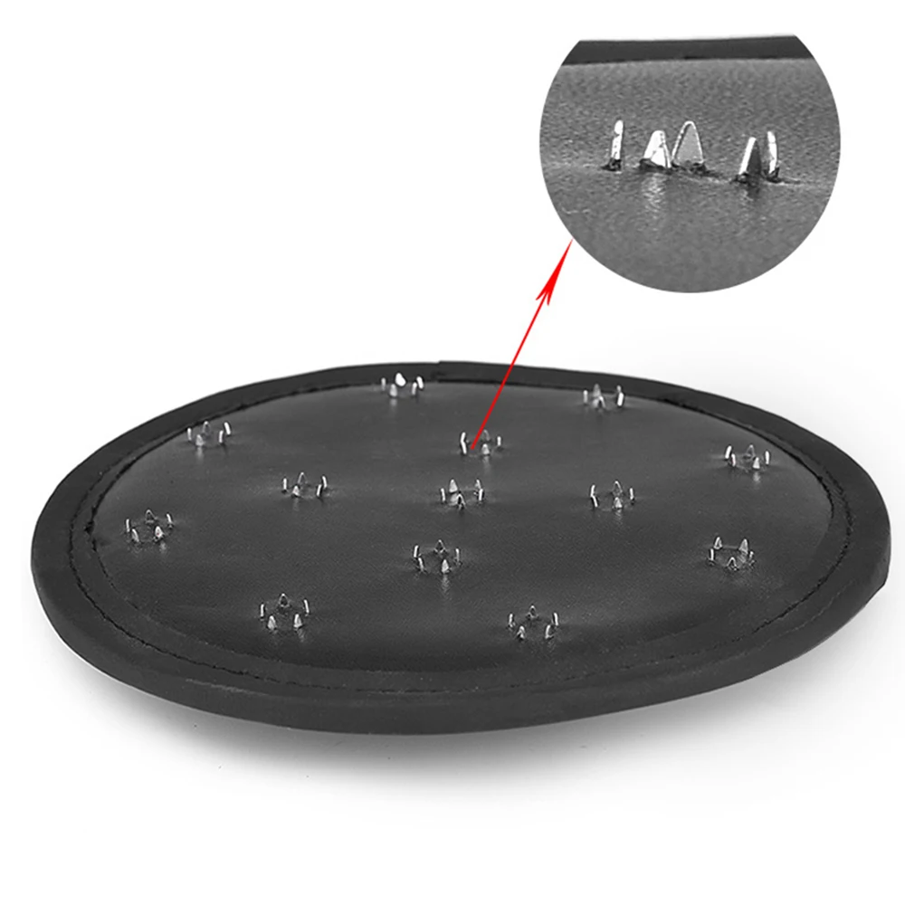 통증 향상 Quincunx 스테인레스 스틸 스파이크 가죽 스패킹 패들, 14x15cm, PU 가죽 말 채찍, 말 훈련용