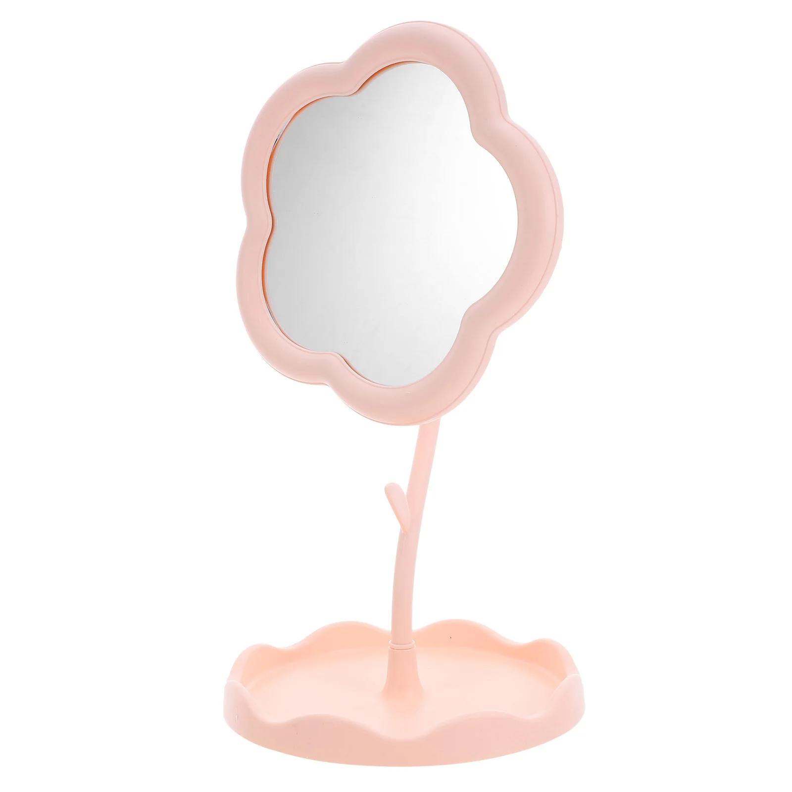 

Pink Flower Shaped Makeup Mirror Desktop Vanity Tabletop Counter Decorative Women Dorm Bedroom Bathroom