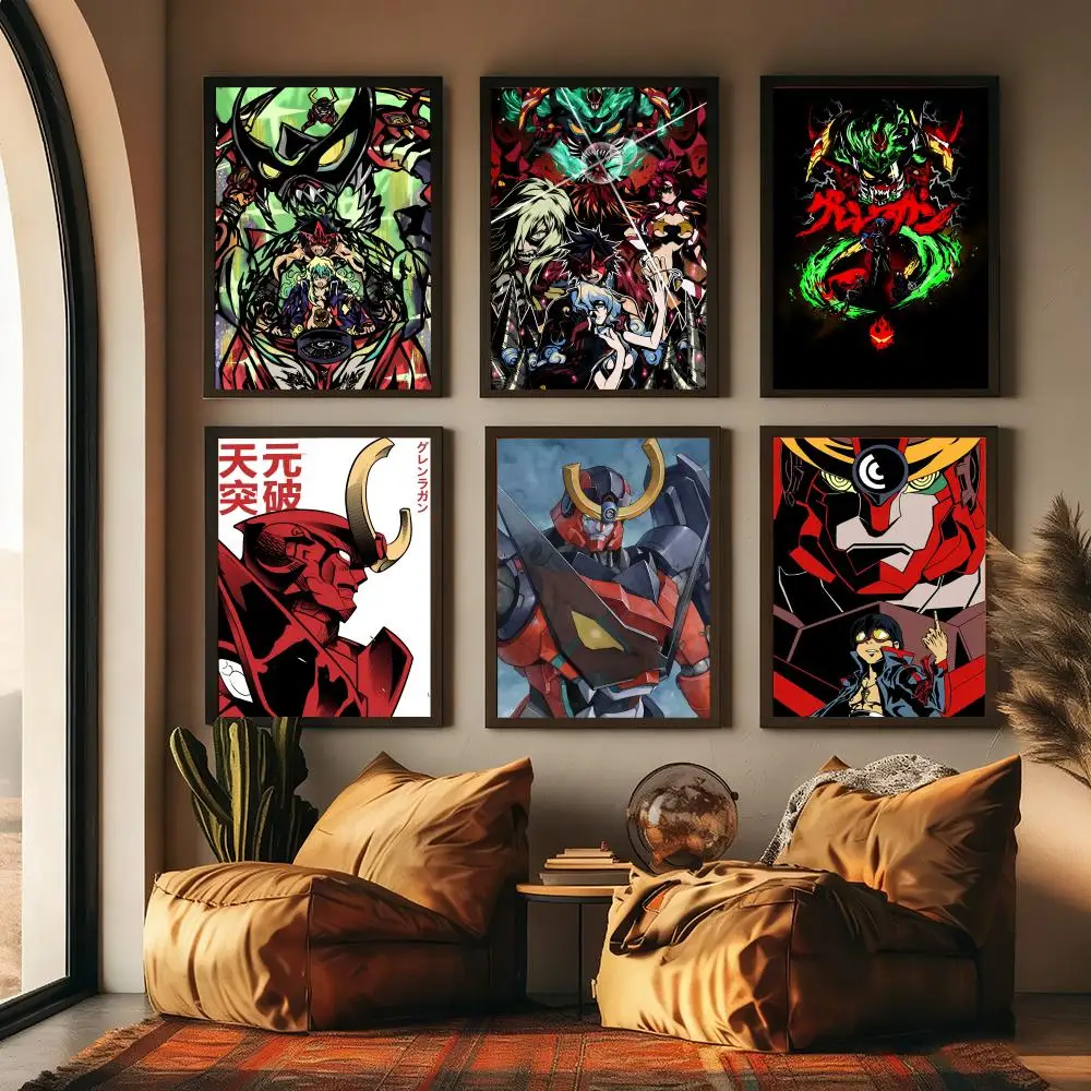 Anime G-Gurren Lagann Painting Calligraphy High-Quality Cotton Canvas Poster Wall Art For Living Room Modern House Decor