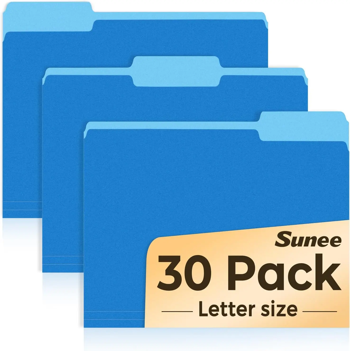 

SUNEE 30 Pack Colored File Folders 8.5x11 for Home Office School Supplies, Blue Manila Folders with 1/3 Cut Tabs