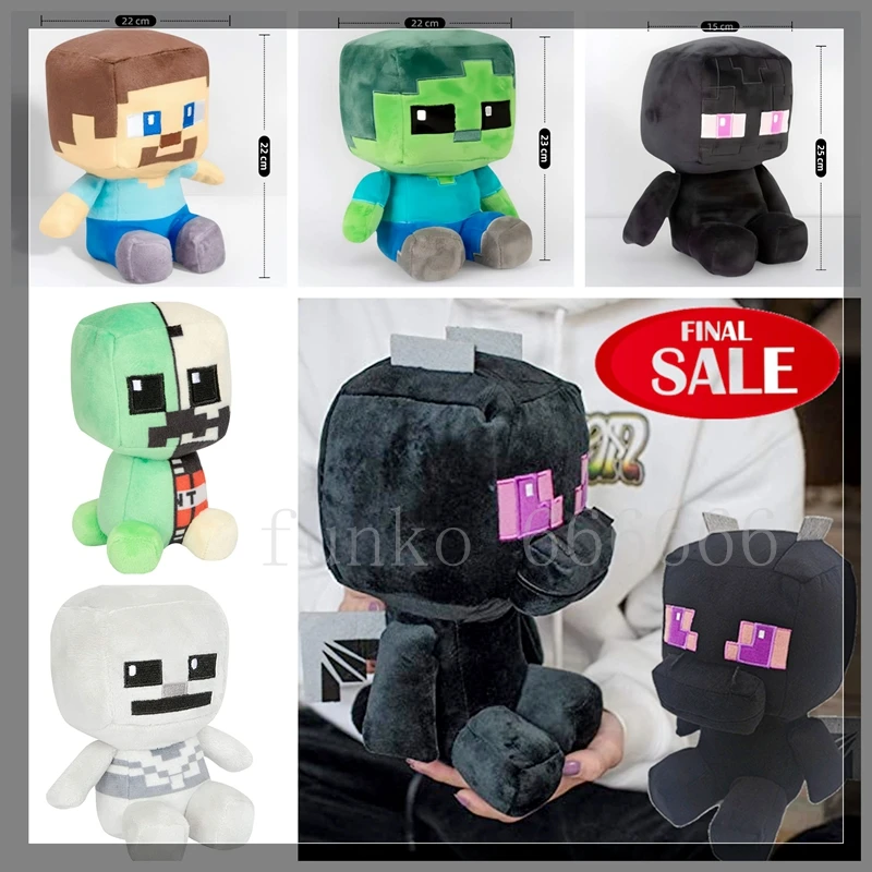 ¡Caliente! Juguetes de peluche de Minecraft: Steve sentado, nuevo 2026, TNT, zombie sentado, esqueleto, arquero, juguete de peluche suave, muñeco My World, regalos