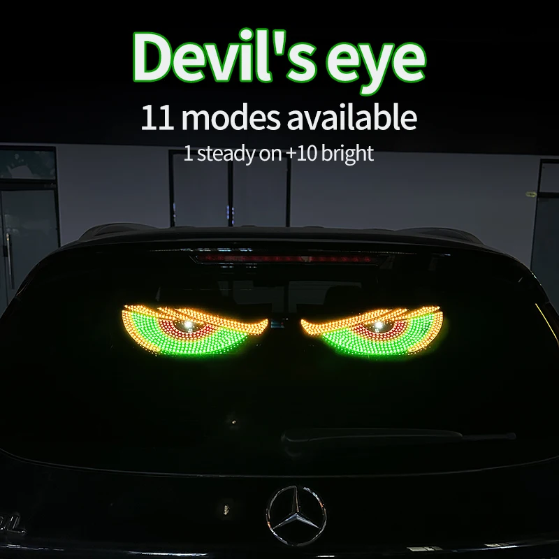 2PCS 24V 12V USB LED Devil Eye Dynamic Big Devil Eyes Light for Cars, Programmable Window Screen LED Display for Truck