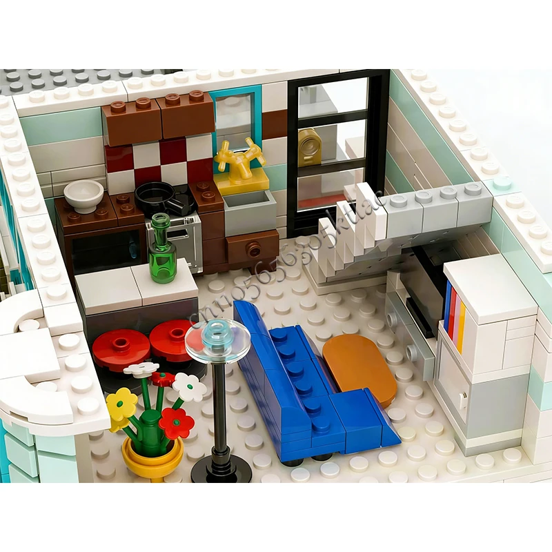4659 PCS House Street The Quadrant Shopping District MOC Customize Modular Building Block Design Brick DIY Assembly Toy Gift