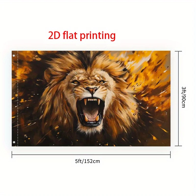 1pc 2D Printed Garden Flag Featuring a Roaring Lion Design Bold Animal Motif Suitable for Outdoor Decoration