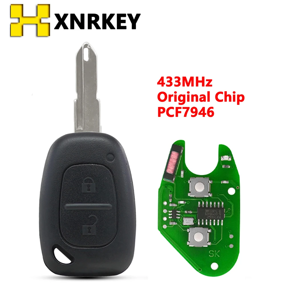 

XNRKEY 2 Buttons Remote Car Key Ne73 Blade 433mhz PCF7946 Chip for Renault Traffic Master Vivaro Movano Kangoo