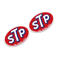 2Pcs STP Racers Edge Vintage Oil Original Car Stickers Waterproof Sunscreen Vinyl Decals Decorative Accessories PVC Wholesale