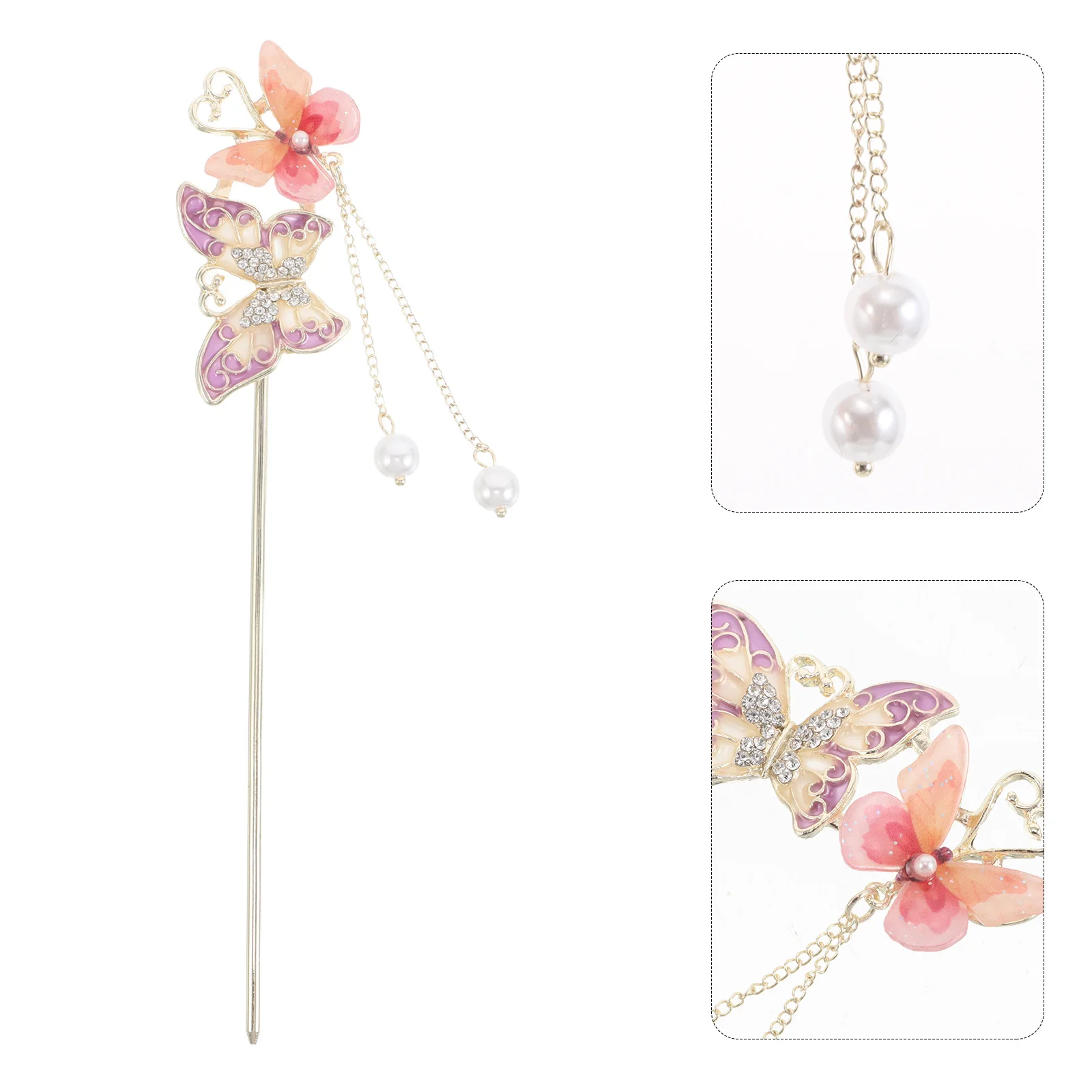 

Elegant Butterfly Sticks Chinese Traditional Flower Hairpins Tassel Decorative Pins For Thick Long Bun Accessories Women Girls