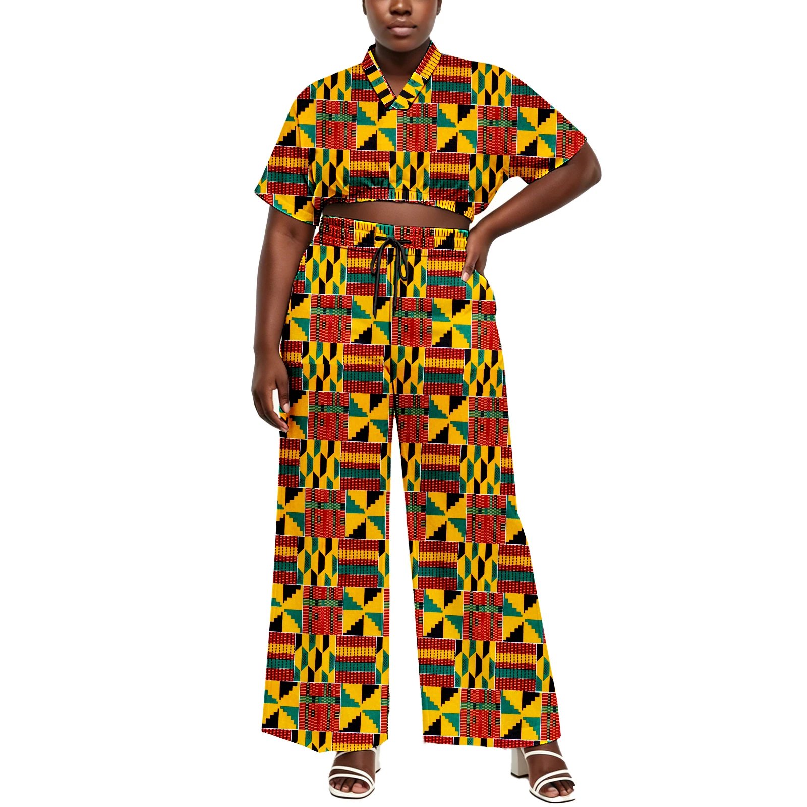 african-women's2-piece-outfit-ankara-v-neck-crop-top-and-pants-set-dashiki-short-sleeve-casual-summer-clothes
