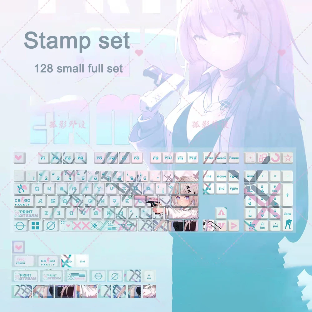 Honkai Impact 3 Keycaps Elysia Anime Pbt Vijfzijdige Dye Sublimatie Keycaps Voor Diy Mechanisch Toetsenbord 128 Toets Spel Randapparaat