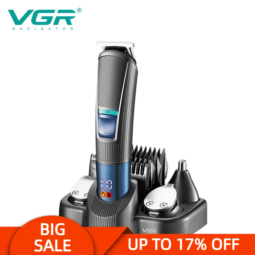 

VGR 108 New Multi-functional Hair Clipper 5-in-1 Rechargeable Shaving Nose Sideburns Electric Trimmer For Men USB VGR V-108