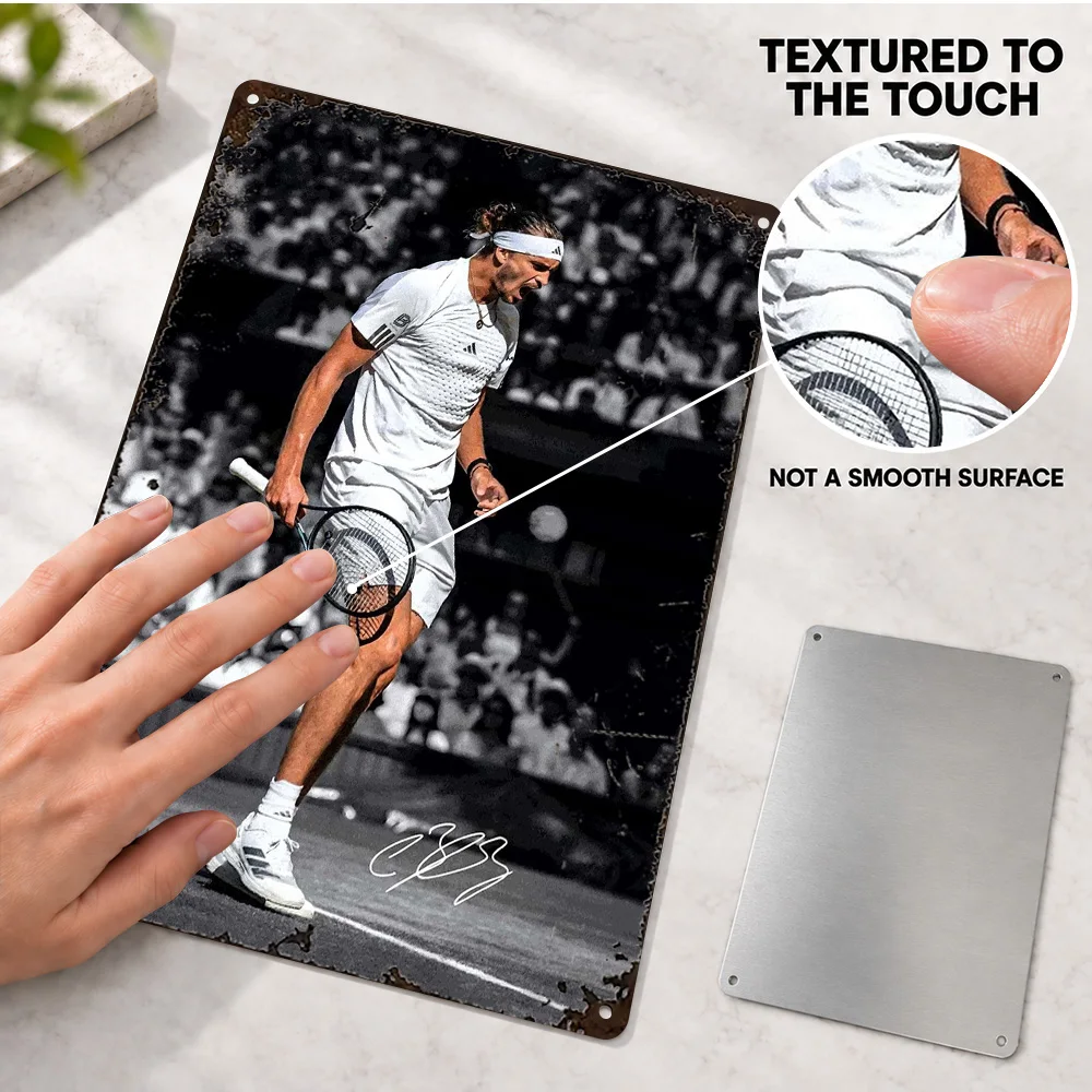 Alexander Zverev Racket Celebration Printed Poster Personalized Aluminum Metal Sign Victory Walk Wall Art For Tennis Clubhouse