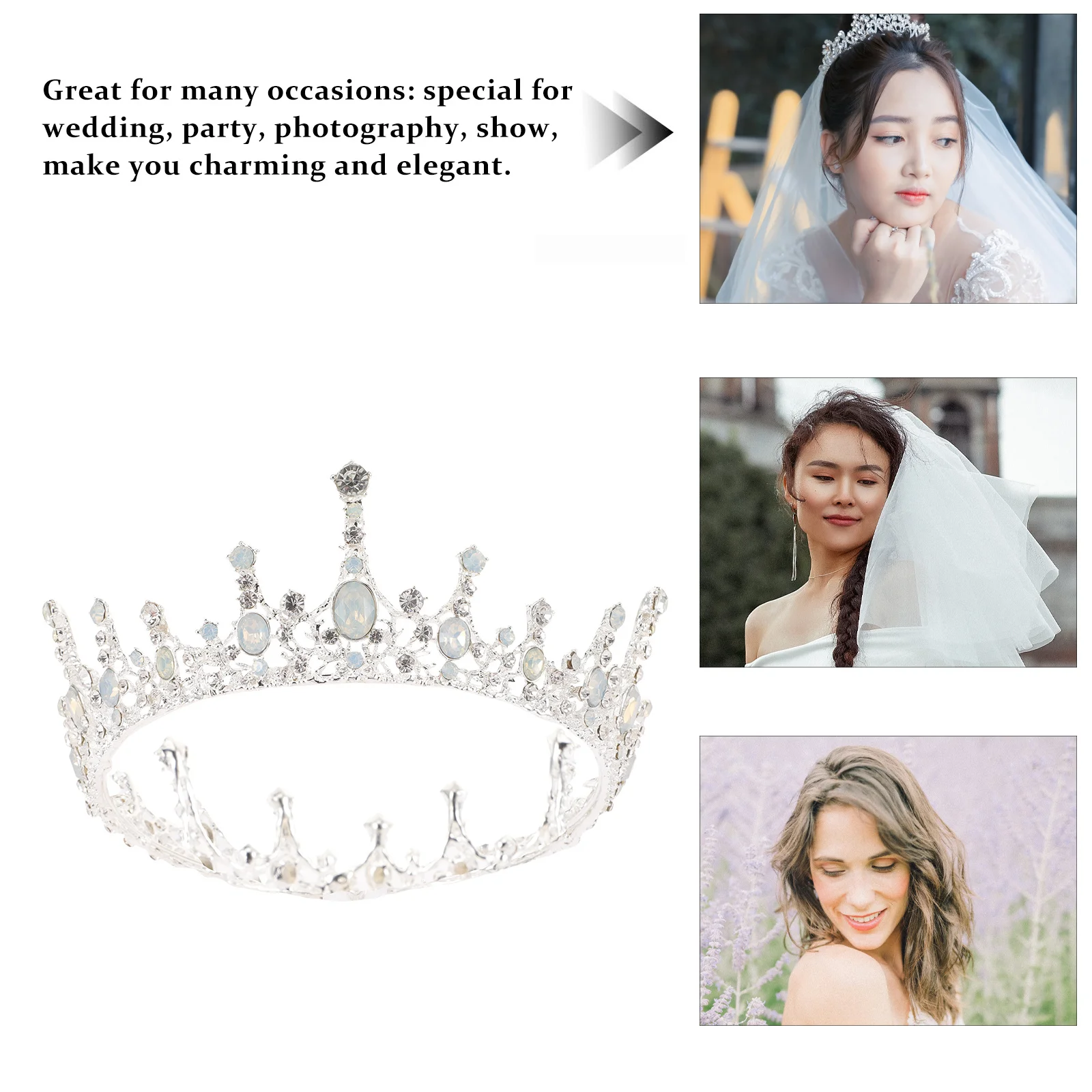 

Baroque Style Bride Crown Wedding Headdress Delicate Headwear Women Crown Exquisite Rhinestone Alloy Bridal Accessories Hair