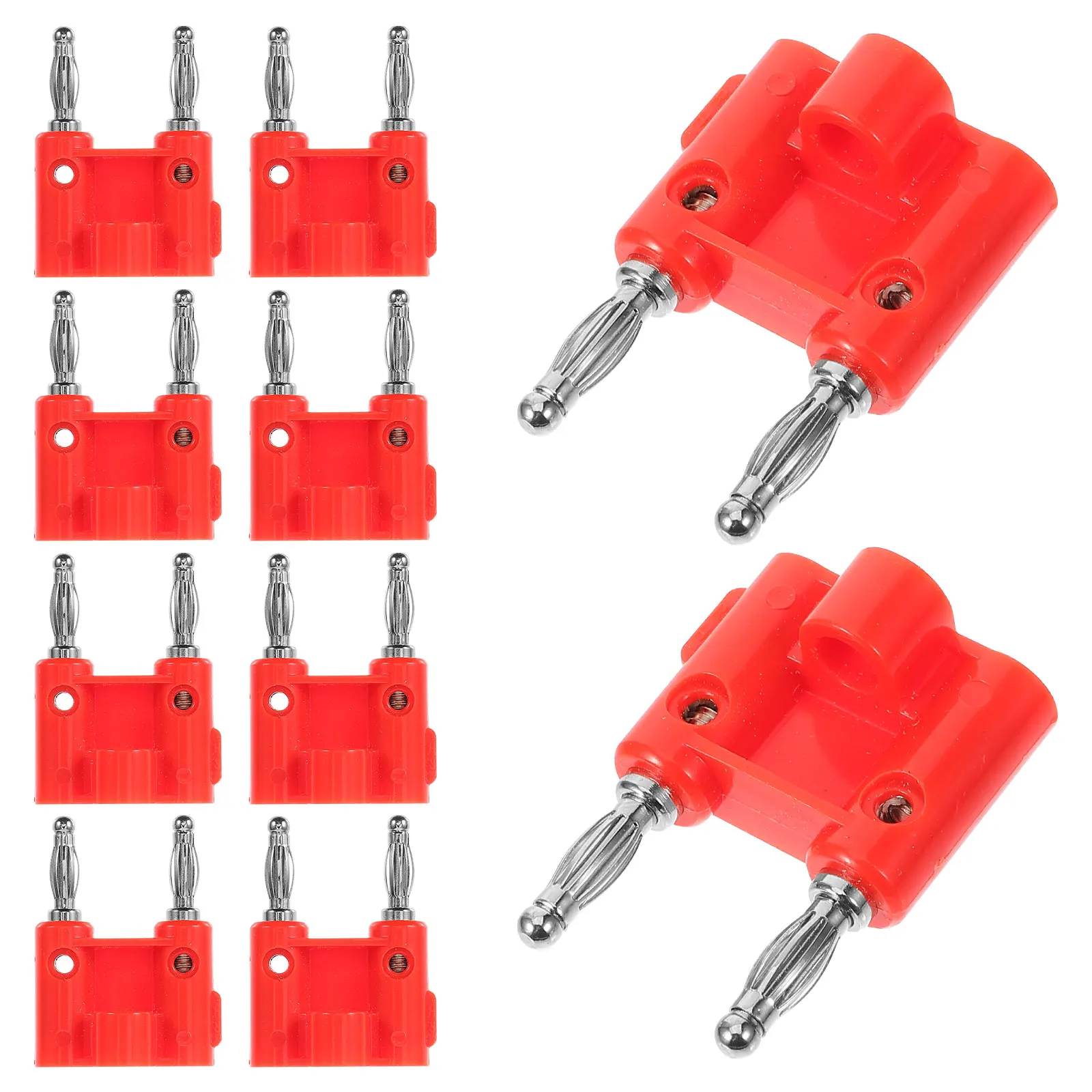 

10 Pcs Plug Parallel Banana Insert Plugs for Speaker Wire Connectors Cable Audio Red