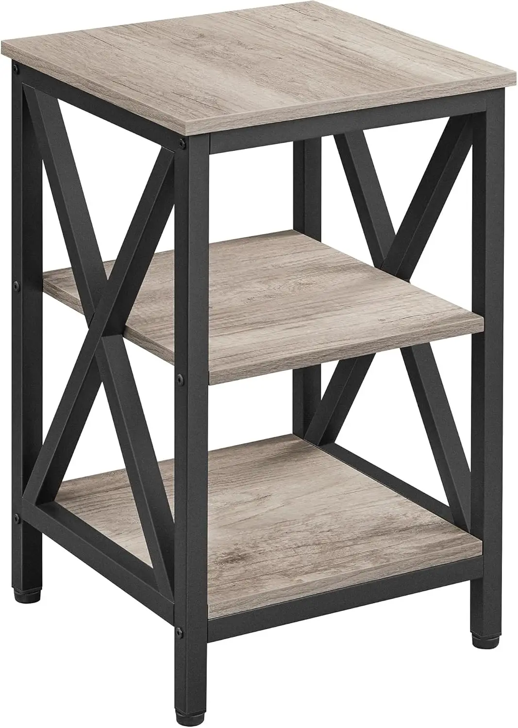 

Yaheetech End Table Living Room, 3-Tier Side Table with Storage Shelves for Home Office, Industrial X Design Sofa Tables